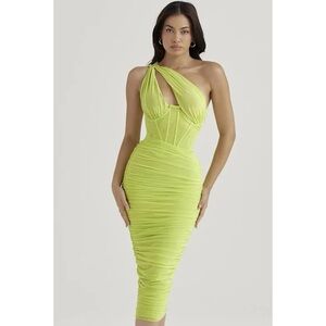 Elegant Lime Green One-Shoulder Dress